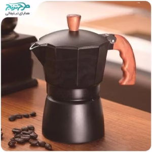 اسپرسو ساز مشکی طرح دسته چوبی 3 کاپ کد 215