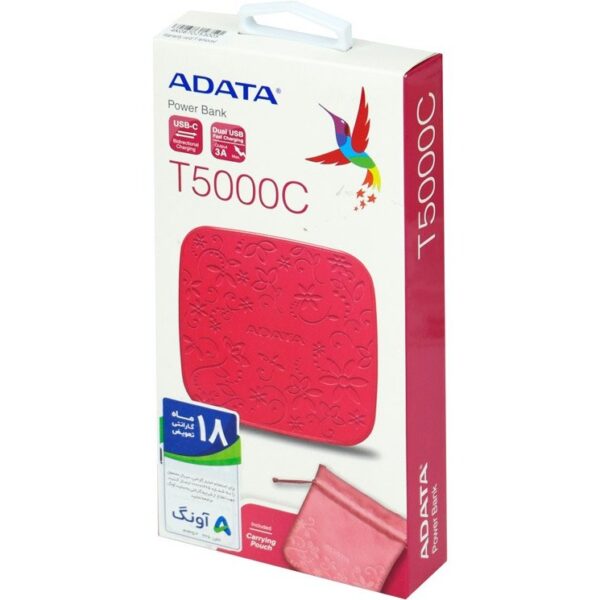 شارژر همراه ای دیتا مدل T5000C ظرفیت 5000 میلی آمپر ساعت کد 102