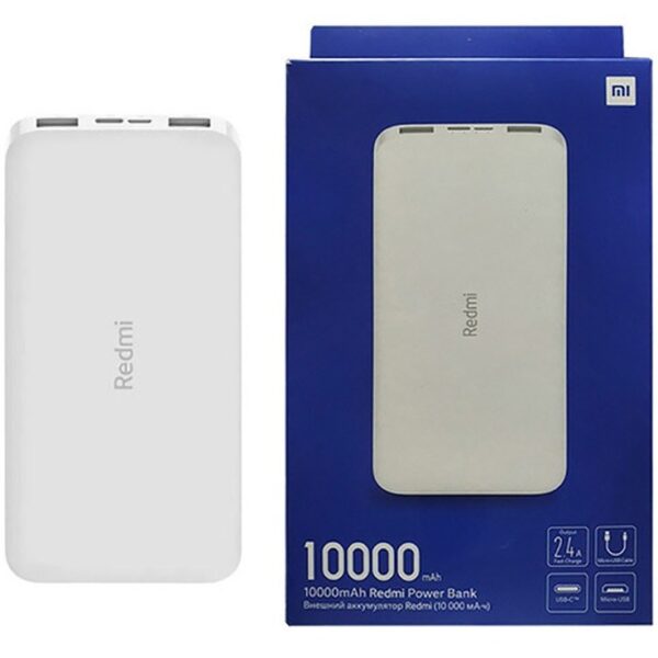 پاوربانک شیائومی مدل Redmi ظرفیت 10000 میلی آمپر به همراه کابل micro USB کد 161