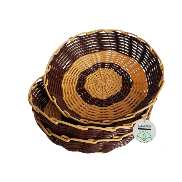 سبد سبزی حصیربافی پریجان مدل P-002 بسته 3 عددی کد b051