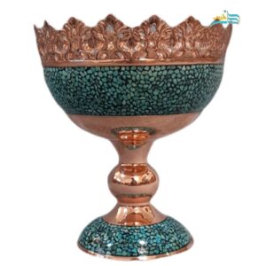 میوه خوری مسی فیروزه کوبی و قلم زنی شده کد b072