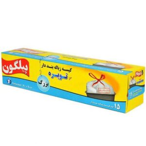 2 بسته کیسه زباله بند دار توبره پیلگون بنددار اندازه بزرگ ۱۵ عدد کد b052