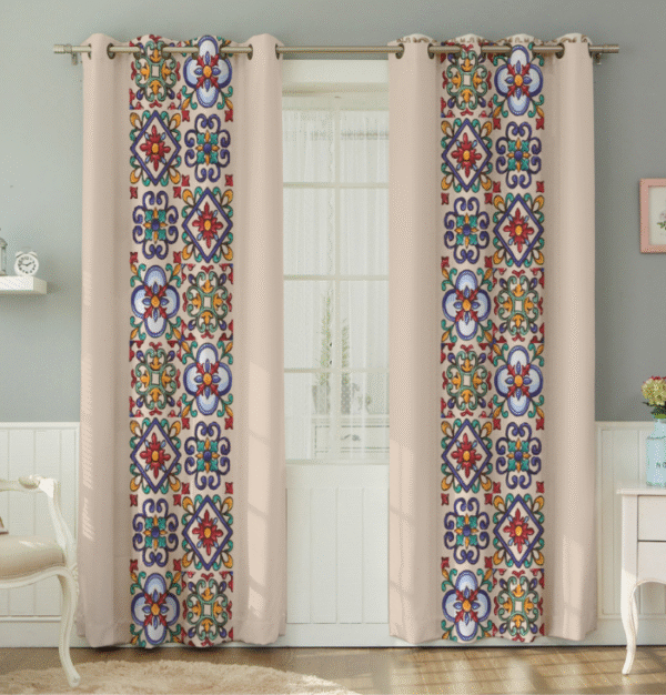 پرده نیروانا طرح سنتی مدل مخمل کد 8547 سایز 140×280 سانتی متر کد 4030