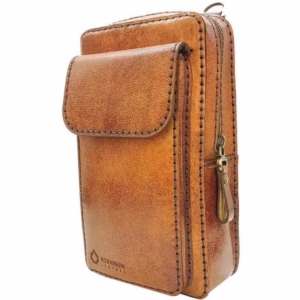 کیف دوشی مدل نارمک رنگ عسلی پتینه چرم نیاوران کد B5208