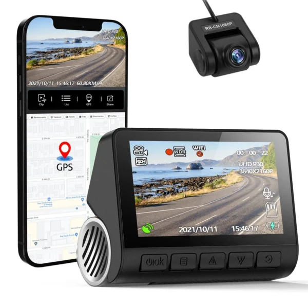 دوربین فیلم برداری خودرو مدل Dash Cam 4K + Rear Cam 1080P V55PROکد B6416