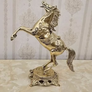 مجسمه برنج اسب ایستاده زین دار کد B7077