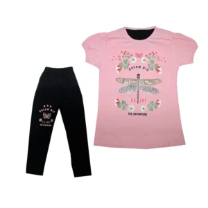 ست تی شرت و شلوار دخترانه مدل سنجاقک کد B7089