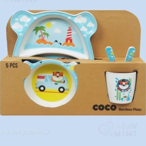 ست ظرف غذای بامبو ۵ تکه طرح زنبور و اژدها کد B7156