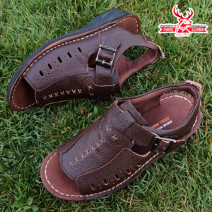 صندل طبی مردانه چرم تبریز مدل اهواز رنگ قهوه ای تیره سایز  41کدB7893