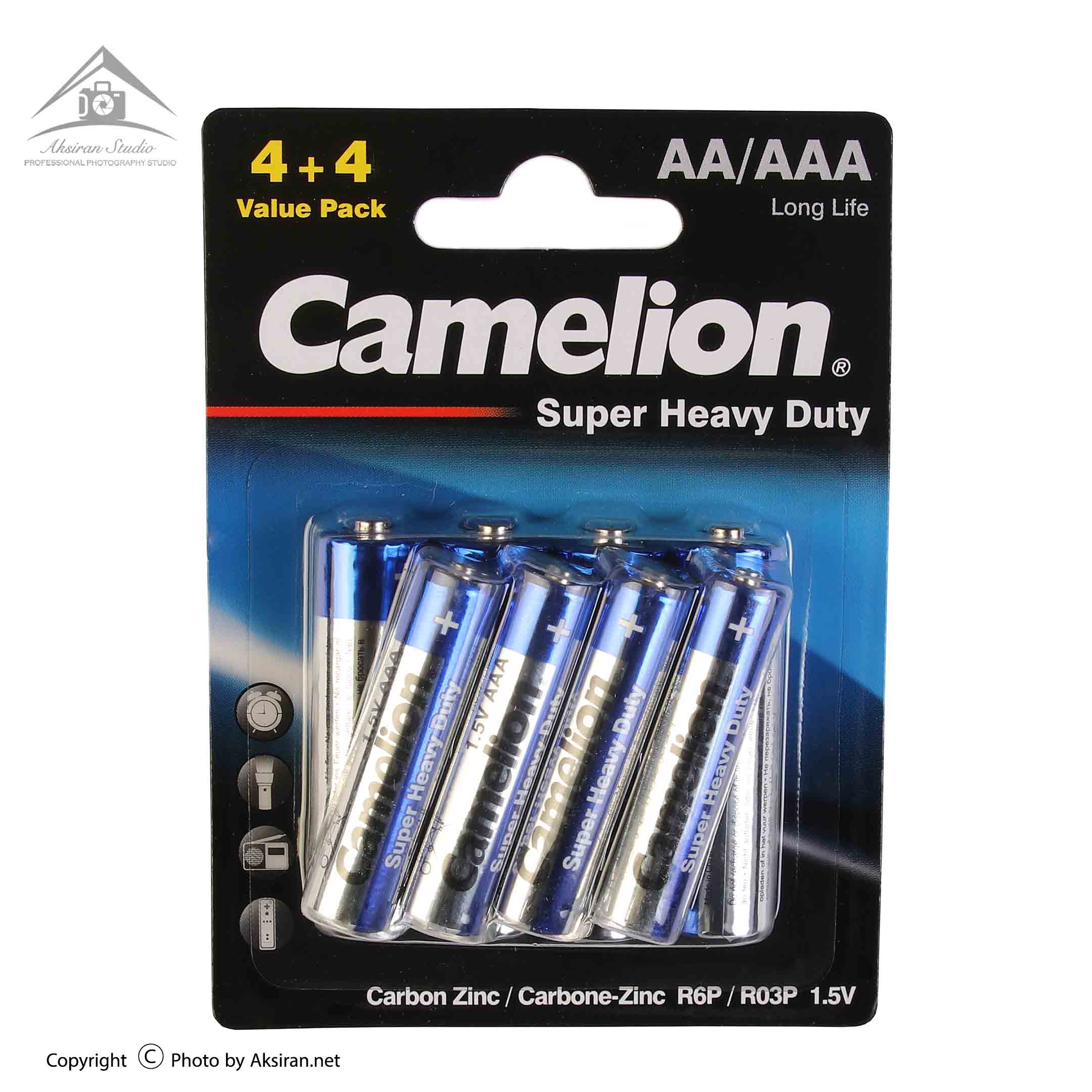 باتری قلمی و نیم قلمی کملیون مدل Super Heavy Duty بسته 8 عددی کد B7917