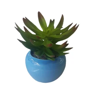 گلدان سفید  به همراه گل مصنوعی طرح کاکتوس کد B8033