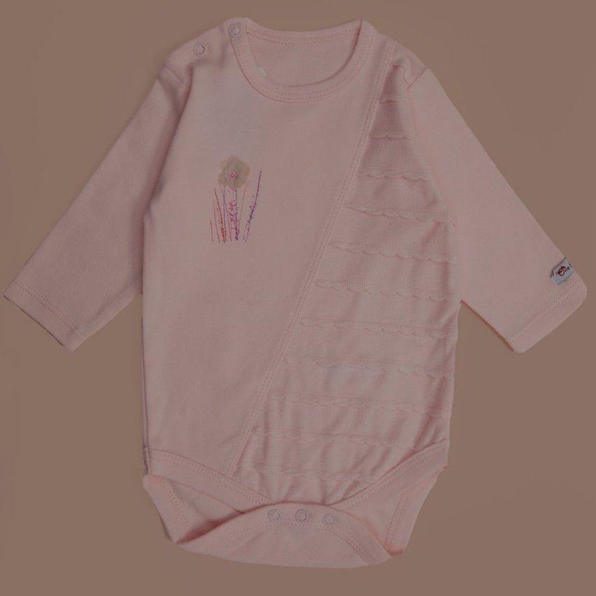 بادی آستین بلند نوزادی وان بای وان مدل گل رز 9 تا 12 ماه کد B8210