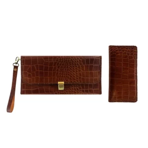 ست کیف دسته چک و کیف پول چرمی کد B8303