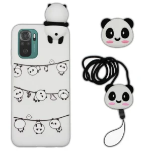 کاور طرح پاندا مدل p20 مناسب برای گوشی موبایل شیائومی Redmi Note10/10S به همراه بند سفید  و پایه نگه دارنده کد B8524