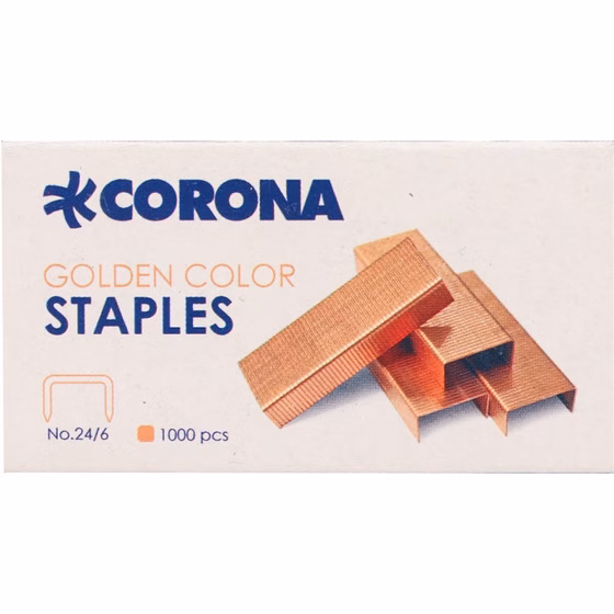 سوزن منگنه کرونا مدل مسی سایز 24/6 بسته 10000 عددی کد B8738