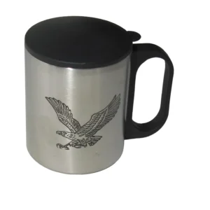 لیوان سفری 0.2 لیتری مدل Eagle کد 01، جنس استیل، دارای درب پلاستیکی و دستگیره کد B8827