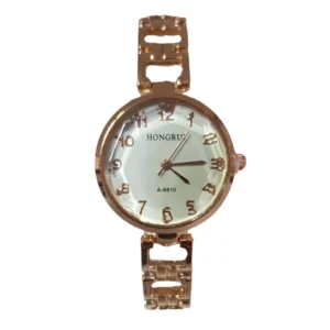 ساعت مچی عقربه ای زنانه مدل فلزی ظریف رنگ داخل گلد و دارای گل های ریز  کد B11823