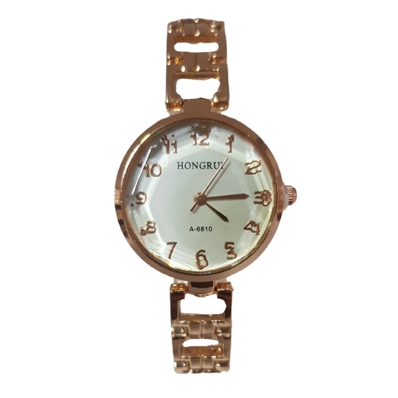 ساعت مچی عقربه ای زنانه مدل فلزی ظریف رنگ داخل گلد و دارای گل های ریز کد B11823