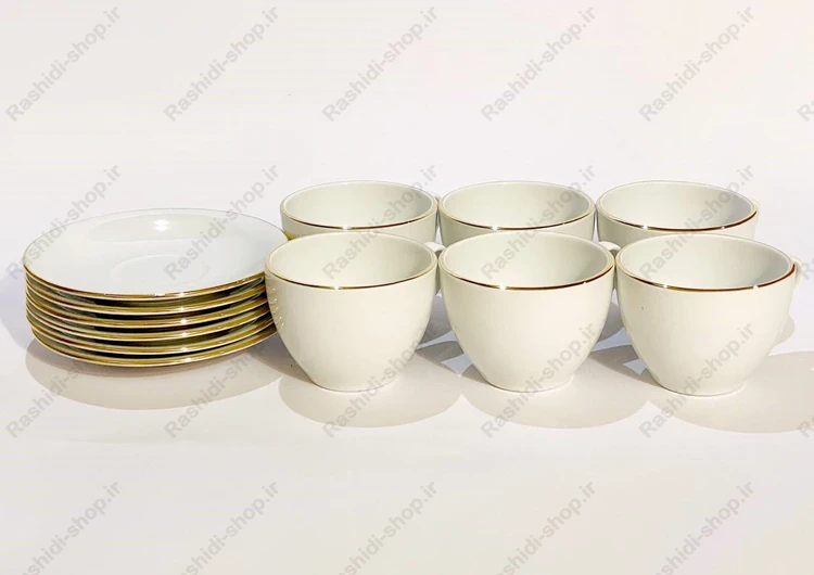 سرویس چایخوری 12 پارچه 6 نفره چینی مقصود مدل لب طلا کد B16491