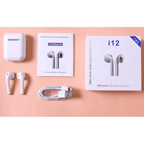 هدفون بیسیم مدل i12- TWS رنگ سفید کد: B17530
