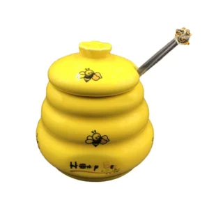 عسل خوری سرامیکی طرح زنبور همراه با قاشق کد B18597