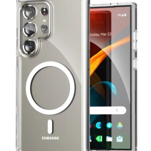 قاب گوشی سامسونگ Galaxy S23 Ultra  مدل مگ سیف دار بی رنگ شفاف کد B18601