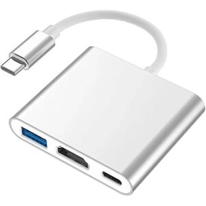 تبدیل USB-C به HDMI و USB 3.0 مدل MULTIPORT رنگ نقره ای کد : (B17525)