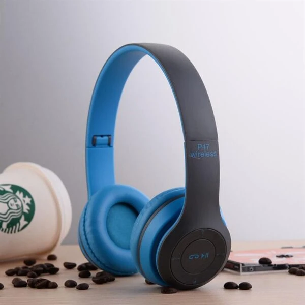 هدفون بلوتوثی مدل P47 Wireless رنگ آبی کد B18456