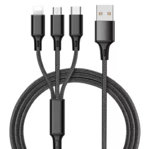 کابل تبدیل USB به MicroUSB/USB-C/لایتنینگ مدل 3:1 Flexi کد B19829
