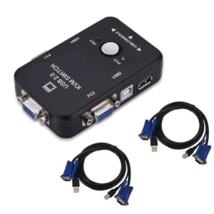 سوییچ KVM دو پورت USB مدل BAMA122 به همراه دو کابل KVM کد B21003